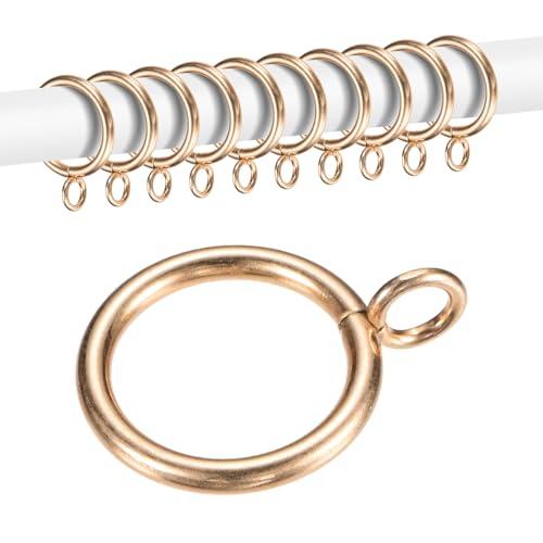 M METERXITY 10-Pack Curtain Ring with Eyelet 1 Inch ID Fits Up to 3/4 Inch Curtain Rod Gold Metal Drapery Rings for Sliding Window Bathroom Door Shower Rod