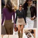 Ficerd 3 Pack Women's Ribbed Long Sleeve Tops, Crew Neck Slim Fit Undershirts Knit Basic Casual Stretch Layering Tee Shirts (XXL)