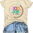 100 Days of School Shirts Women Teacher Printed T-Shirt Happy 100th Day of School Tee Tops (XX-Large)