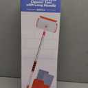 Qaestfy Wall & Baseboard Cleaner Mop Tool with 49'' Long Handle for Cleaning Window Floor Skirting Board Ceiling Bathtub Tub Tile Scrubber Brush Duster with 4 Reusable Pads (orange)