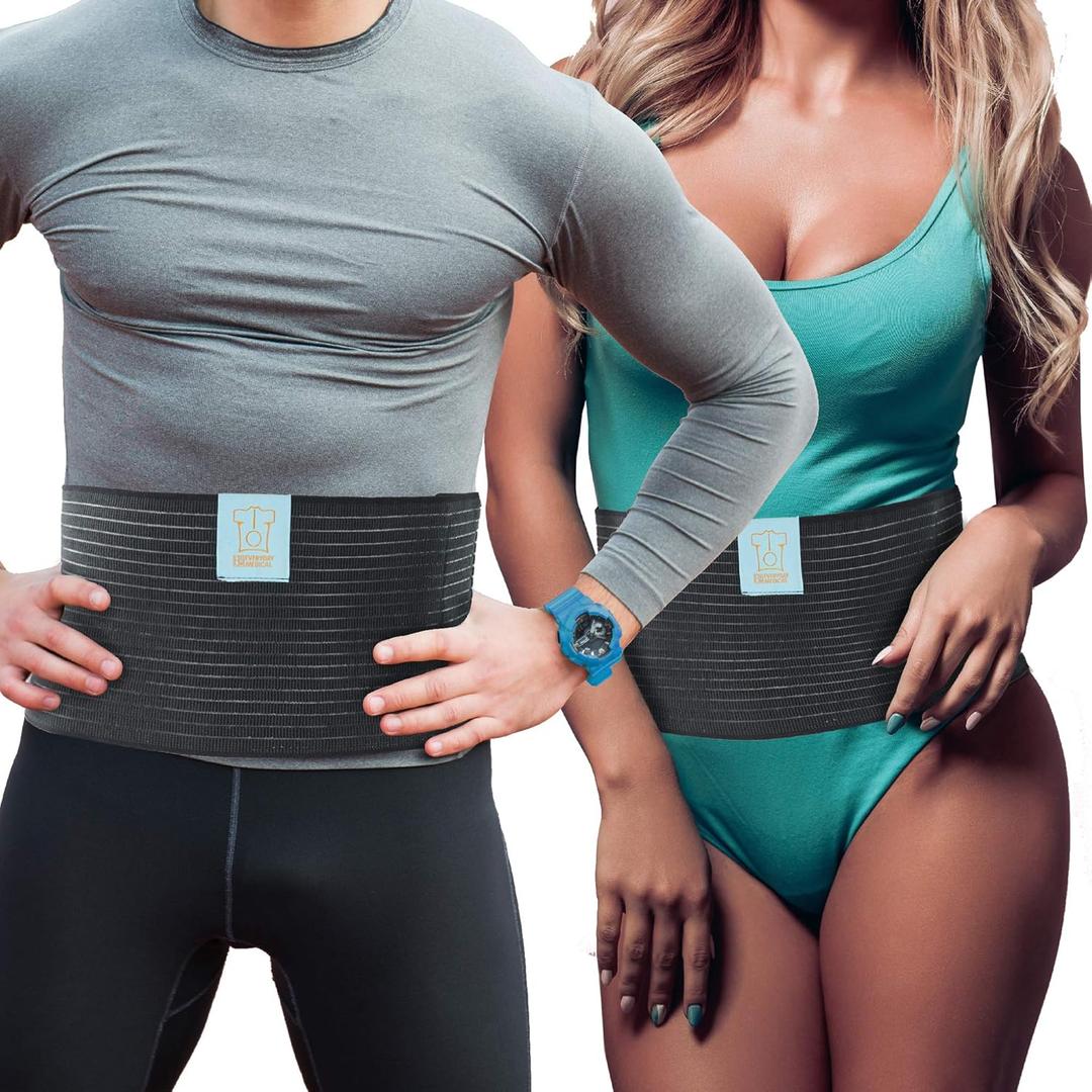 Everyday Medical Post Surgery Abdominal Binder For Men And Women - Medical Grade Stomach Compression Brace for Waist and Abdomen Surgeries such as Gastric Bypass, Liposuction, C-Section, Tummy Tuck, Black XXL