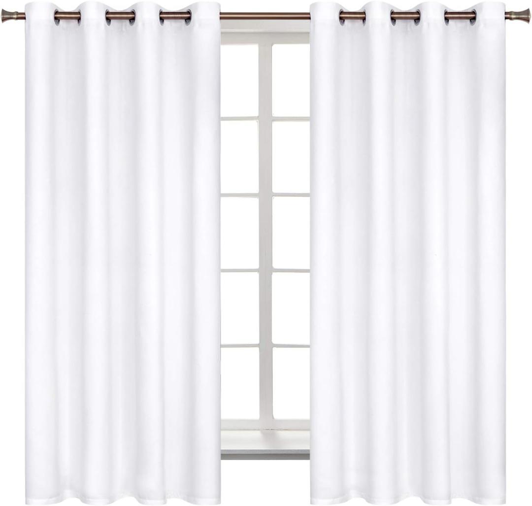 BGment Room Darkening Curtains 63 Inches Long - Grommet Thermal Insulated Drapes Window Treatment Curtains for Bedroom, 2 Panels, 52 x 63 Inch, Pure White