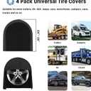 OutdoorLines Outdoor Waterproof Tire Covers Set of 4 - UV-Proof Trailer Wheel Cover Windproof Tire Protector for RV Jeep Trailer Camper Van Truck, Universal Tire Covering Fits Diameters 24"-26", Black