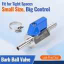 5/16" Hose ID Barb Ball Valve, 304 Stainless Steel Dual 8mm Barb Mini Heater Hose Shut Off Valve with Clamps for Fuel, Gas & Water Lines