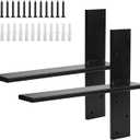 2 Pack Free Hanging T Shelf Bracket, Solid Heavy Duty Steel T Shelf Bracket with Screws, Floating Shelf Brackets, Granite Countertop Support Brackets,Powder Coated, DIY Projects (16 Inch)