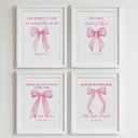 DTLGTG Coquette Pink Bow Wall Decor | Set of 4 Aesthetic Posters for Teen Girls Bedroom Dorm Bathroom - 8x10in Unframed Art Prints - Cute College Girl Gift - B03