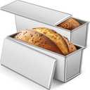 2 Pack 2 lb 13 x 4 Inch Pullman Loaf Pan with Lid Dough Capacity Bread Loaf Pan with Cover, Nonstick and Quick Release Coating for Home Bakeware Bread Toast Oven Baking(Silver)