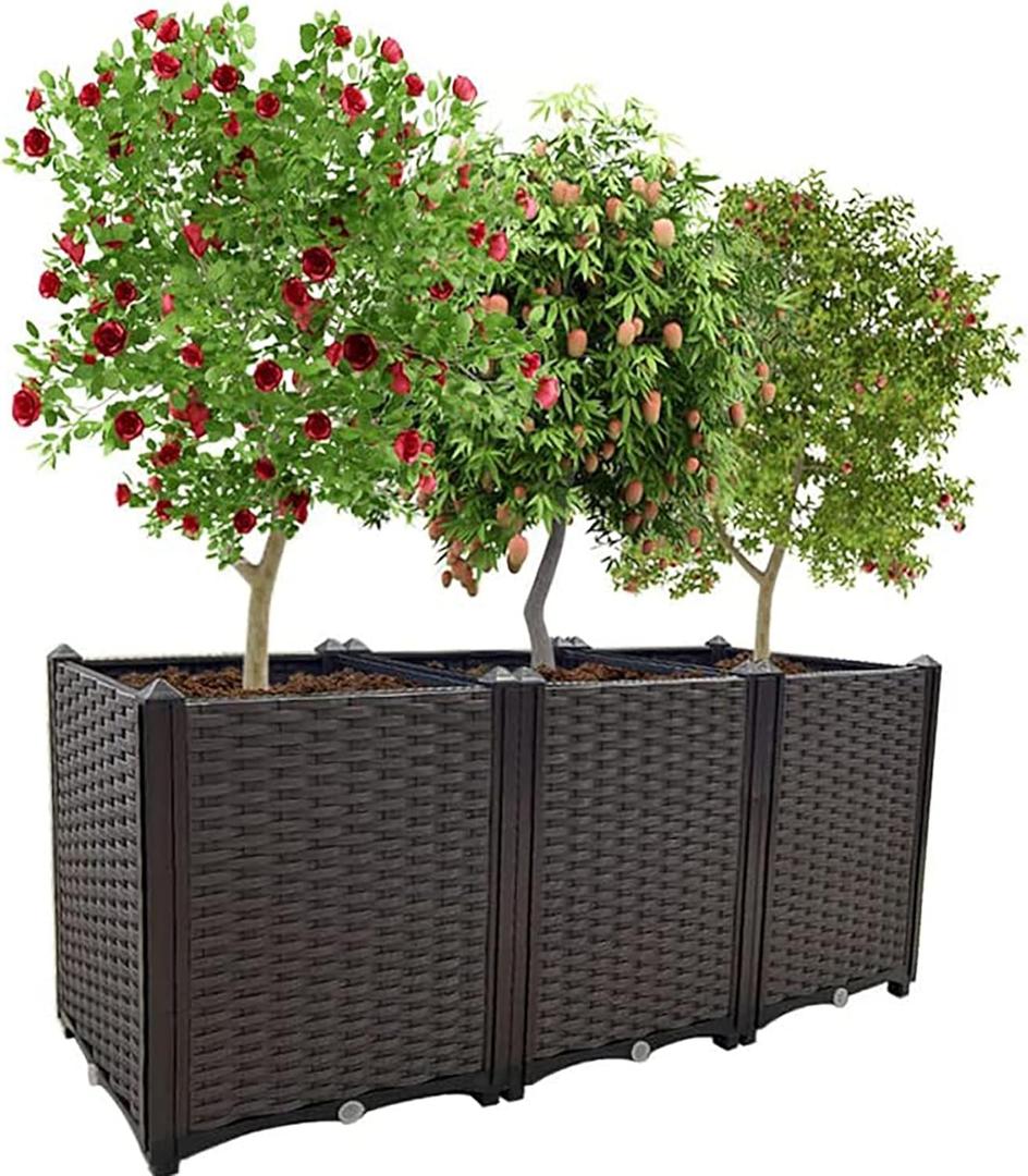 Raised Garden Bed Large Planters for Outdoor Plants Elevated Rectangular Garden Box Kits for Gardening, Vegetables, Flowers and Herbs in Backyard Patio Balcony (47.2"(l)x16"(w)x20.9"(h)/Brown)