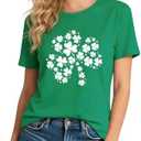 GONOSEED 【6Size Shirt+Earrings】 St Patricks Day Shirt Women St Patricks Day Outfits for Women Shamrock Earrings Accessories, Small