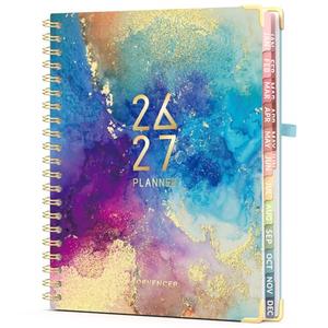 Forvencer Planner 2026-2027, 18 Month Weekly and Monthly Calendar Planner, Jan 2026 -June 2027, 8.5" x 11", Daily Agenda Book with Tabs, College School Supplies for Student Teacher, A4, Marble Style