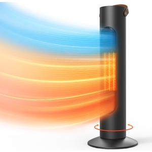 2-IN-1 Tower Heater And Fan Combo, 25" Electric Space Heaters For Indoor Use, 70Oscillating, 2S Instant Heating, 1500W, 3 Heating & Fan Modes,Electric Portable Heater For Bedroom, Office, Home, Black