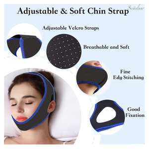 Chin Strap for Snoring Snore Chin Strap for Men & Women Comfortable Jaw Support Snoring Solution Adjustable Effective Snoring Sleep Device Reducing Aid for Women and Men (Blue)