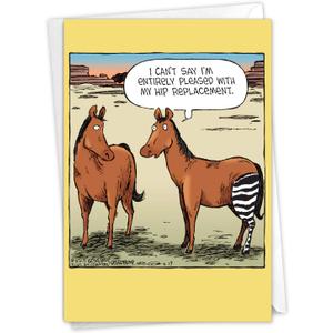 NobleWorks - Funny Get Well Soon Card with Envelope - Surgery Humor, Feel Better Recovery Greeting Card - Hip Replacement C1770GWG
