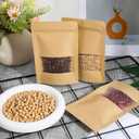 400 Pcs Paper Stand Up Resealable Bags with Window, 4x6 Inch Heat Sealable Zipper Sealing Food Storage Pouches for Packaging Business, Home, Coffee, Brown