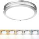Run Bison 18IN Double Ring LED Flush Mount Ceiling Light Fixture, 28W, 2200LM, with 5CCT 2700K-5000K Adjustable, Dimmable Modern Ceiling Light for Bedroom, Kitchen, ETL Listed - 1PK