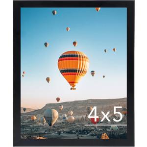 JCJMY 4x5 Picture Frame Black for Wall Hanging or Tabletop, Wall Mounting Horizontally or Vertically, 4 x 5 Wall Gallery Poster Photo Frame with Shatter Resistant Plexiglass, Black