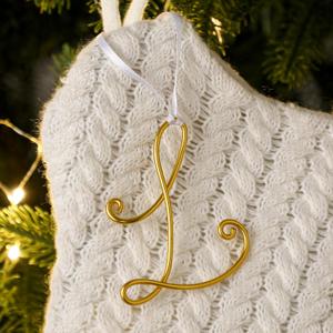 3.15 Inch Initial Christmas Stocking Name Tags Personalized Letter Metal Hanging Name Gold Wire Gift Ornament Alphabet Present Ornaments Tags for Christmas Tree DIY Craft(Letter L)