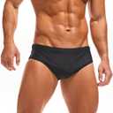 Men Swimwear Swimming Briefs Bikini Boxer Trunks Swimsuits Bathing Suits (Medium, Black)