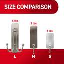 Command Large Brushed Nickel Double Hooks, 2 Hooks and 2 Command Strips, Damage-Free Hanging Wall Hooks with Adhesive Strips, No Tools Coat Hooks for Hanging Home Decor, Holds up to 4 lb