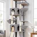 Globlazer 77in Cat Tree Tower for Indoor Cats Large Adult, F77, Light Grey