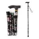 Vive Folding Cane - Foldable Walking for Men, Women Fold-up, Collapsible, Lightweight, Adjustable, Portable Hand Stick Balancing Mobility Aid Sleek, Comfortable (Nightime Garden)