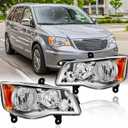 Headlights Assembly Pair for 2011-2020 Dodge Grand Caravan/2008-2016 Chrysler Town & Country OE Factory Style Headlamps Replacement Driver and Passenger Side,Chrome Housing Amber Reflector