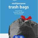 Amazon Basics Flextra Multipurpose Drawstring Trash Bags, 30 Gallon, 50 Count