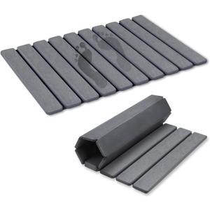 Revid Foldable Stone Bath Mats for Bathroom, 24"(L)16"(W) Absorbent Diatomaceous Earth Bath Mat, Non-Slip Quick Dry Bath Mat, Dark Grey