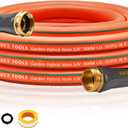 FXFOUCS Heavy Duty Garden Hose – 5/8 Inch Flexible, Lightweight Hybrid Hose with 600 PSI Burst Pressure, Swivel Handle, and Durable Copper Male/Female Fittings (Orange, 25FT)