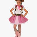 Morph Pink Cowgirl Costume for Girls, Halloween Western Dress Up Outfit, Fun Attire for Kids Medium