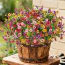 INXUGAO Artificial Fake Flowers Plants for Outdoor Spring Summer Decor, 12 Bundles Faux Silk Flowers for Outdoor Outside Planter Colorful Daisy UV Resistant Look Real for Front Door Porch Patio Yard