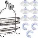 6 PCS Bathroom Shower Caddy Connectors, Shower rack not included, with 3 Pieces Rubber Rings Bathroom Decor Replacement Suction Cup Holders, Transparent Showers Suction Easy to Attach