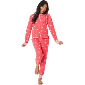 PJ Salvage womens Ski Jammie Classics Thermal Long-sleeve Top and Pajama Pant 2-piece Set (Large, Red)