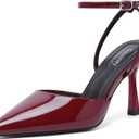 Susanny Heels for Women Stiletto Closed Pointed Toe Backless Dress Shoes High Heels Sexy Kitten Pumps Wedding Guest Party Dance Prom Dressy Comfort Shoes (6.5, Burgundy Patent)