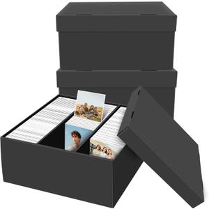 3 Pack Photo Storage Boxes for 4" x 6" Pictures, 3-Compartment Portable Photo Organizer Boxes with Lids, Craft Supply Container for Stickers, Scrapbooking, Stamps, Seeds, Memory Keepsakes
