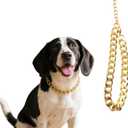 Gold Dog Chain Necklace Collar,Fashionable Cuban Link, Adjustable, Lightweight & Durable Metal Decoration (Gold, 17" (Neck Fits 16"-20"))