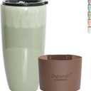 Bosmarlin Ceramic Travel Coffee Cup with Lid, 21 oz, Portable Coffee Mug for Car Cup Holder, Microwave Safe, Reactive Glaze (Pale Green)