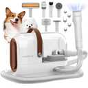 Dog Grooming Vacuum Kit - 3L Vacuum with 7 Tools, Low Noise Electric Clipper and Brush for Pet Shedding at Home, White
