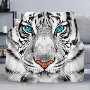 White Tiger Throw Blanket Soft Cozy Plush Fleece Blanket for Couch, Lightweight Warm Flannel Blanket Decorative Fuzzy Throws for All Season (50 x 60 in, White Tiger)
