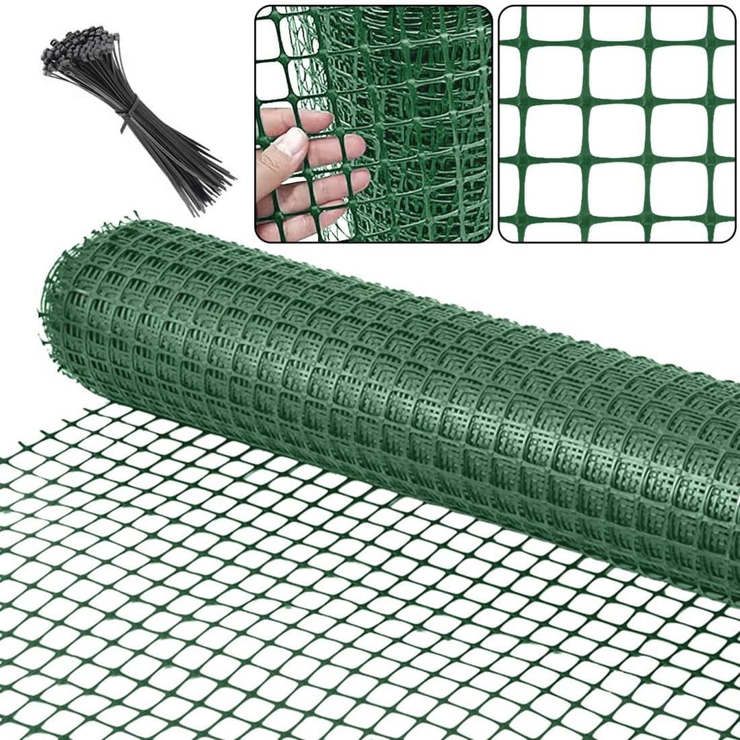 Plastic Garden Fence Animal Barrier,3.28 x 66 FT Heavy Duty Hard Plastic Mesh Fencing,Reusable Safety Temporary Fence Roll with Zip Ties,Snow Fence for Pool Deer Rabbit Chicken Dog Poultry-Green