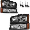 Headlights Assembly W/Bulbs for 2003-2007 Chevy Silverado1500/2500/3500/1500HD/2500HD, 2003-2006 Avalanche 1500/2500 Driver & Passenger Side