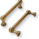 khtumeware 2 Pack 3 Inch Hole Center Antique Brass Cabinet Pulls Heavy Duty Solid Cabinet Handles cabinets Dressers Kitchens Handles Bathroom cabinets