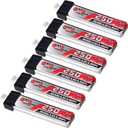 6pcs 250mAh 1S Battery 3.8V LiHV 30C/60C JST-PH2.0 Connector LiPo Battery for FPV Racing Drone