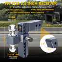 Adjustable Trailer Hitch, Drop Hitch for 2.5 Inch Receiver, 8 inch Aluminum Truck Hitch, 2 and 2-5/16 inch Balls, 18,500 LB, Two Anti-Theft Pins Locks