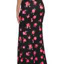 KIFOVEN Women's High Waist Maxi Skirt Stretchy Comfy Flare Long Skirts 2026 Fashion A-Line Flowy Casual Skirt Rose Print (Black, XL)