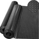 Diamond-Plate Rubber Flooring Rolls, 21FT *16IN Garage Floor Mat, 4 * 7Ft Cover Area PVC Garage Flooring Roll for Garage Floor, RV Trailer Flooring, Water/Stain Resistant Parking Mat Black (1Pcs)