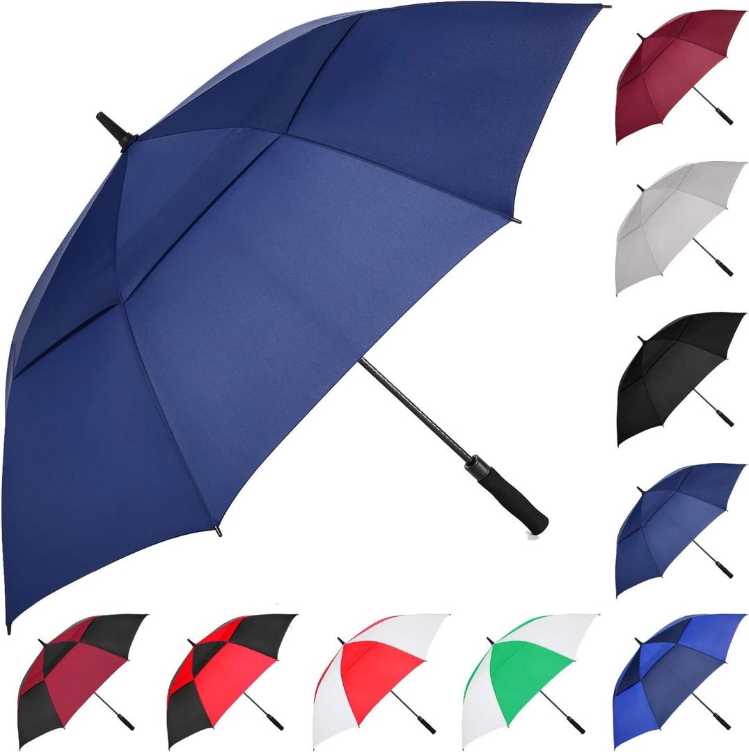 MRTLLOA Extra Large Golf Umbrella, 68 Inch Automatic Open, Oversize Double Canopy Vented Windproof Waterproof Sports Umbrellas for Rain
