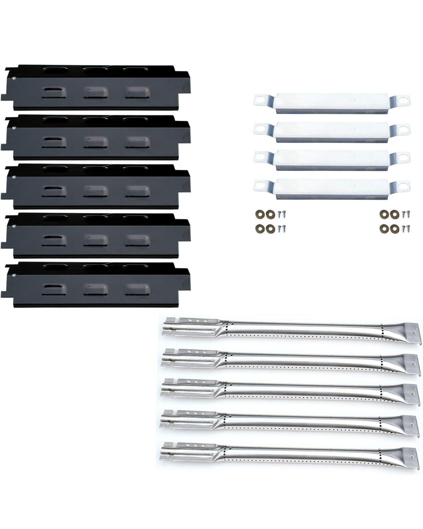 Direct Store Parts Kit DG258 (5-Pack) Repair Kit Replacement for Charbroil 6 Burner Gas Grill Stainless Steel Burners, Crossover Tubes & Porcelain Steel Heat Plates