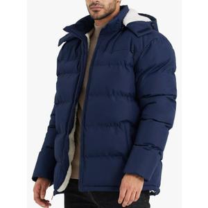 BEST SOUTH Men's Hooded Winter Puffer Jacket Fleece Warm Bubble Coat Outerwear Cold Weather Size XXL