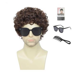 Short Afro Curly Wig for Men,Pelucas Para Hombres,Buddy the Elf Wig,Home Alone Costume (Medium Brown)